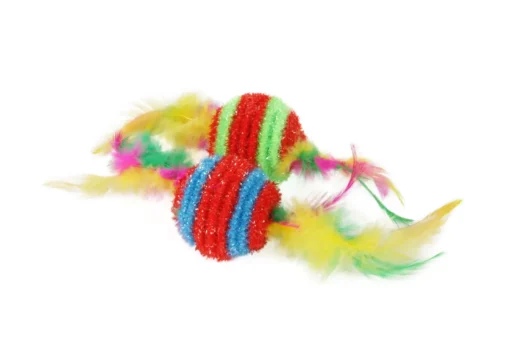 O'lala Pets Ball Striped with Feathers (zakje 2 stuks)