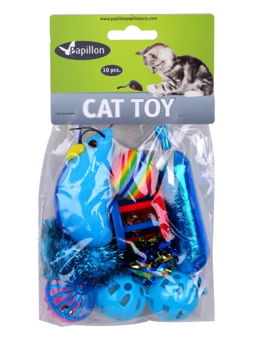 Papillon Set 10 kattenspeeltjes blauw